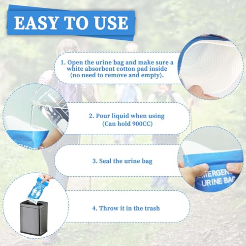 12PCS Disposable Urine Bags - Leakproof Emergency Pee Bags