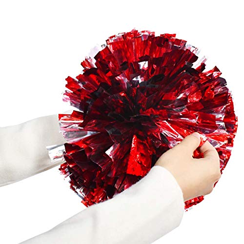 TTSAM 4 Pack (2 Pair) Metallic Foil Cheerleader Pom Poms & Plastic