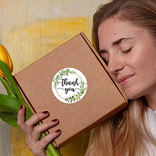 50 Greenery Thank You Stickers - 2-Inch Adhesive Labels for Favors & Gifts