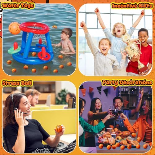 Mini Basketball and Soccer Balls 200 Pcs 1.2 Inch Foam Sports Balls for Kids & Parties - Basketball Variation