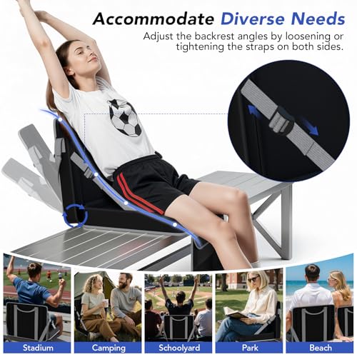 Adjustable Stadium Seats with Back Support - 2 Pack Bleacher Chairs