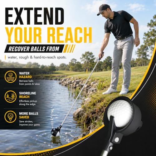 Pro Auto-Lock Golf Ball Retriever Telescopic Stainless Steel Water Golf Accessory
