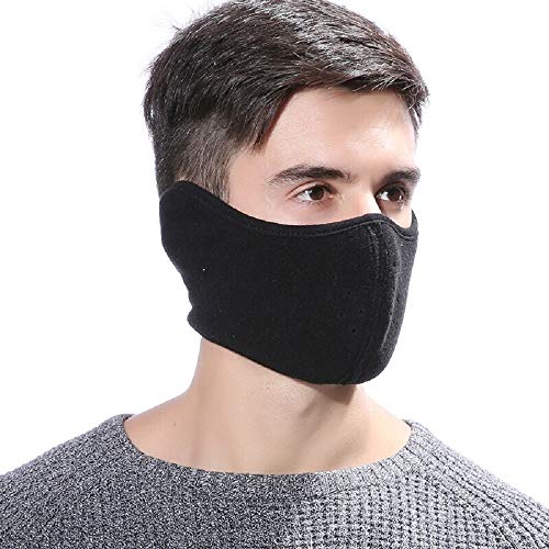 Thermal Fleece Half Balaclava Face Mask - Windproof Ear Warmer - Black