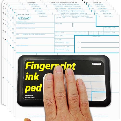prismite Fingerprint Kit with Large Fingerprint Ink Pad and Fingerprint Cards, Applicable for FD-258