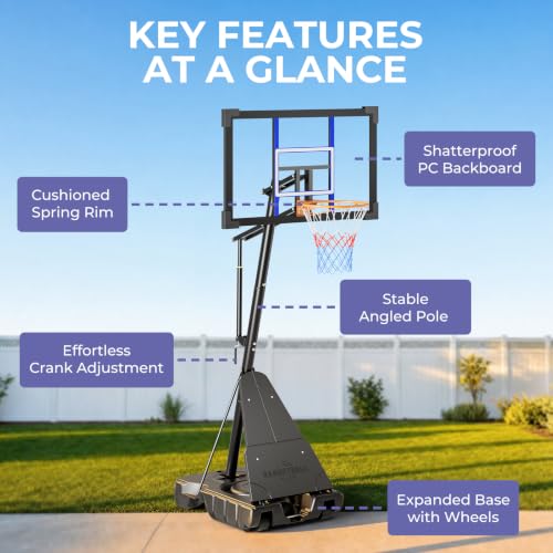 Adjustable Basketball Hoop 10FT with 44 Inch Backboard - Blue