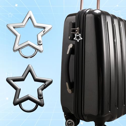 4-Pack Star Carabiner Clips - Zinc Alloy Keychain Set in Black & Silver