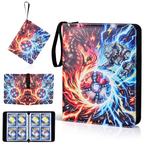 Blue 400-Pocket Card Binder Album with Removable Sleeves, Portable Zipper Organizer for Trading Cards