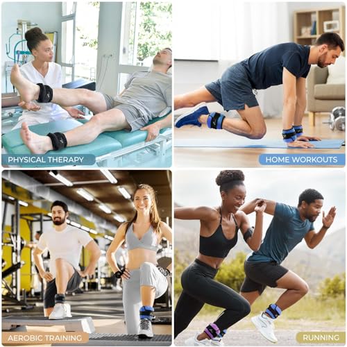 Sportneer Adjustable Ankle Weights 5 lbs Pair - Removable Weights for Fitness & Rehab