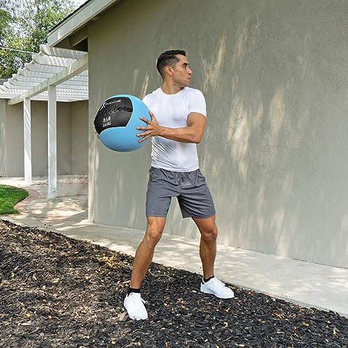 Aqua 8 lb ProSource Soft Medicine Ball - Wall Ball for CrossFit & Full-Body Training