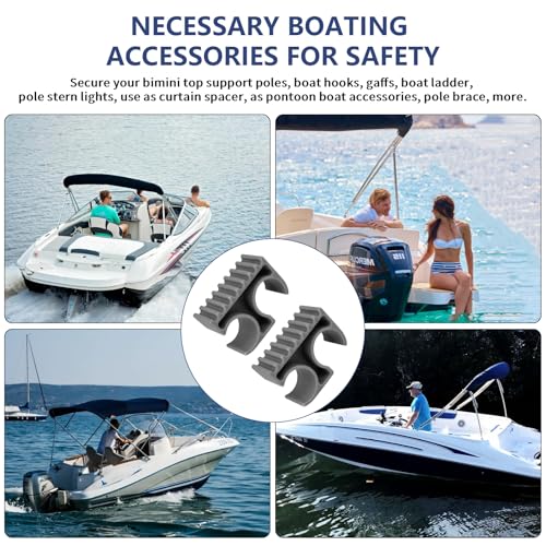 Bimini Top Pole Clips - 7/8-Inch Boat Support Clips (2 Pack)