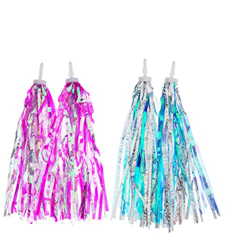 Bicycle Streamers - 2 Pairs in Blue Silver & Hot Pink Silver