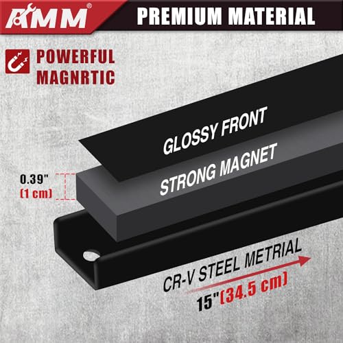 AMM 8PCS Magnetic Tool Holder Strip, 12" Heavy Duty Tool Organizer Magnetic Strip with Mounting Screws, Tool Magnet Bar for Tool Storage, Garage Organization