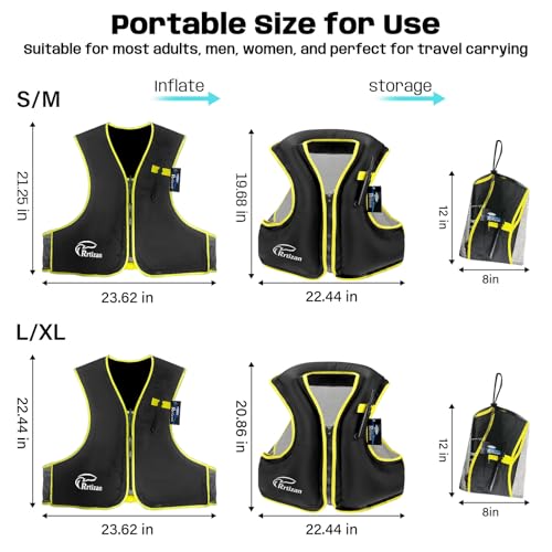 Inflatable Snorkel Vest for Adults | Black - Large-X-Large