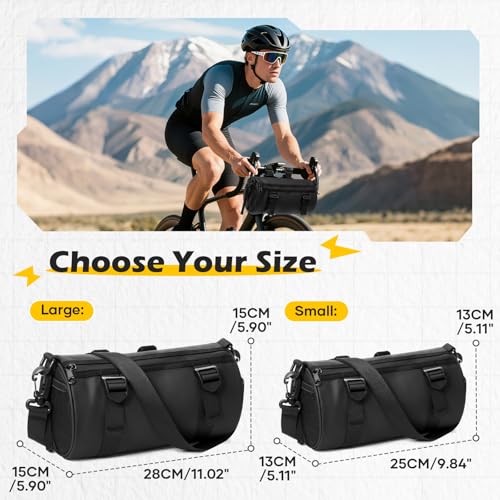 SEAFEW 6L Large Black Bike Handlebar Bag Waterproof Rain Cover for Cycling