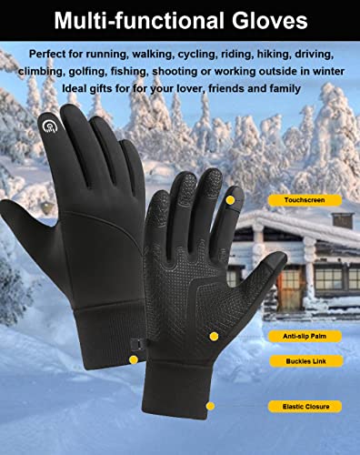 Touchscreen Winter Gloves for Men & Women - Large Black