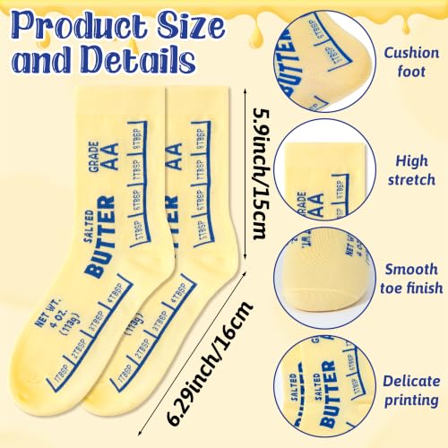 R.HORSE Butter Socks Blue, Funny Butter Graphic Crew Socks for Unisex