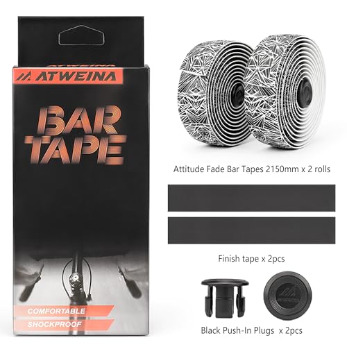 ATWEINA Grey Attitude Fade Road Bike Handlebar Tape - Non-Slip Cycling Wrap
