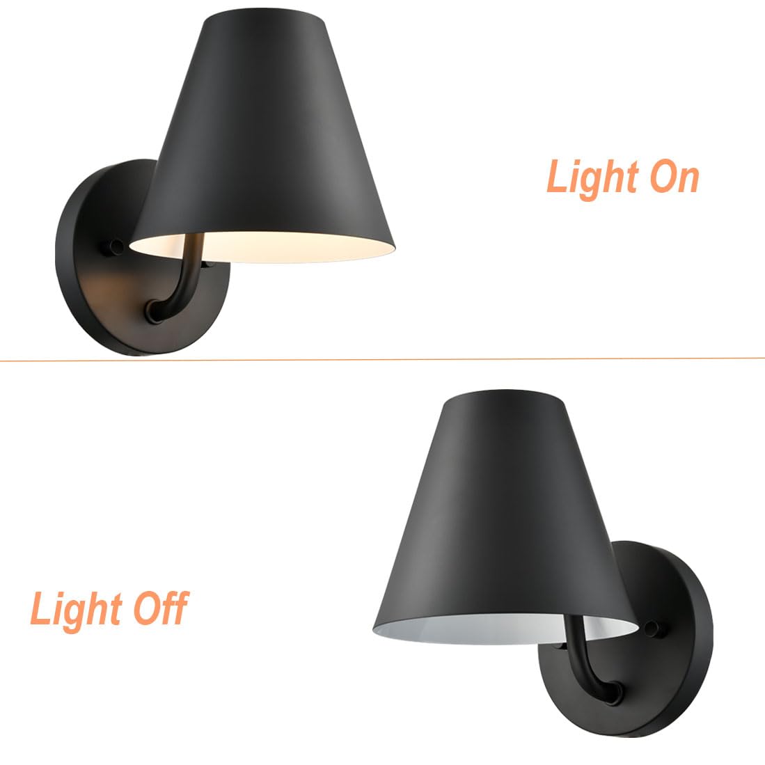 DIRYZON Industrial Wall Sconces Set of Two,Metal Barn Wall Lights for Bedroom,Black Sconce Lighting for Living Room Kitchen Hallway