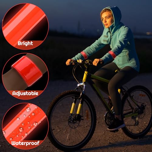 20 Pcs Reflective Snap Bands - High Visibility Safety Armbands - Red
