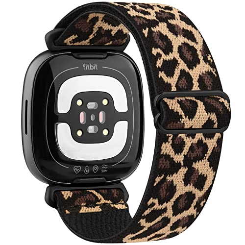 Elastic Nylon Watch Band for Versa 4, Versa 3, Sense 2 - Leopard