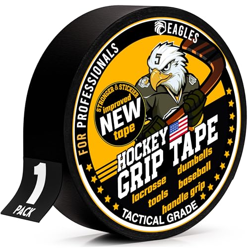 Cloth Hockey Stick Tape - 1-Inch Multipurpose Sports Grip Tape - Black