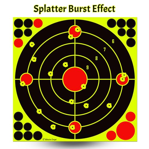 12x12 Inch Splatter Adhesive Targets, Reactive Shooting Stickers
