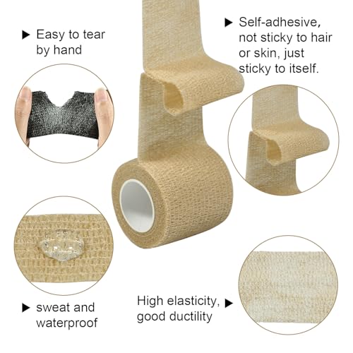 Self-Adhesive Bandage Wrap - Elastic Athletic Tape 8PCS 2" x 14.7 ft - White