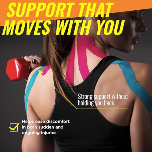 Kinesiology Tape – Elastic Muscle Support Tape 2" x 16 ft – 3 Rolls (Black, Blue, Pink)