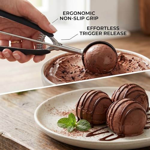 Stainless Steel Cookie Scoop with Trigger Release - #40/2 Tbsp Black