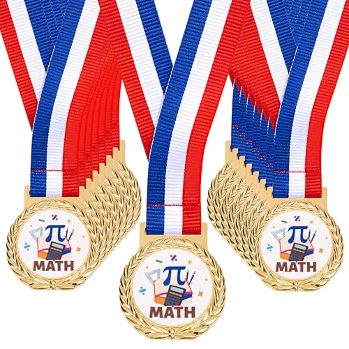 Math Award Medals - 30PCS Gold Winner Medals with Neck Ribbons