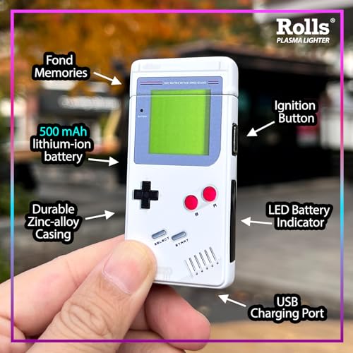 Rolls Plasma Lighter Grey - Retro Electric Candle & Fire Lighter - Fast Charging USB Rechargeable