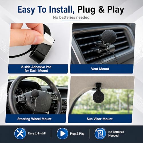 2.5mm Microphone for Pioneer Car Stereo - Replacement Dash Microphone, 9FT Cable
