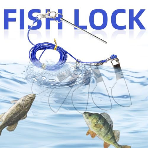 Heavy Duty 16ft Fish Stringer Set with Rotating Locks & Ground Anchor for Saltwater & Freshwater Fishing