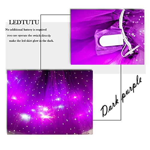 LED Tutu Skirt - Sparkly Layered Tulle Costume for Women, Dark Purple