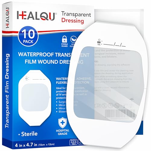Transparent Film Dressing 4" x 4.7" (10 Pack) - Waterproof Adhesive Bandages