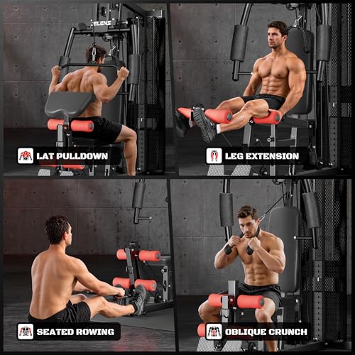 Multifunctional Home Gym Equipment with 150LBS Weight Stack - Black