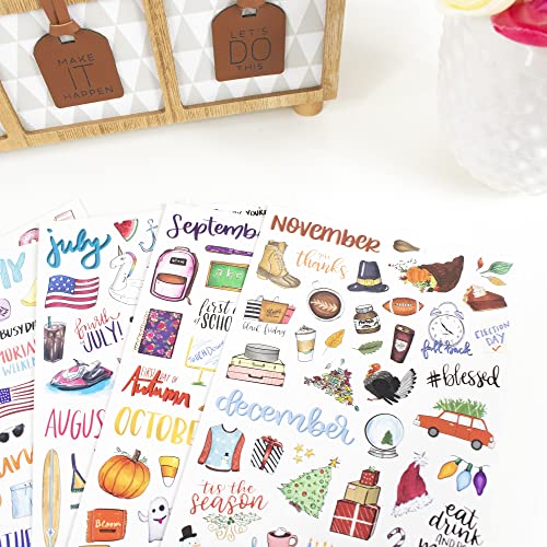 Holiday Seasonal Planner Sticker Sheets - Vintage Design, 310 Stickers