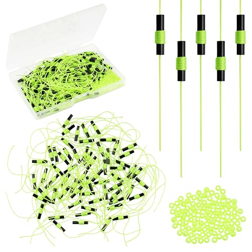 Fishing Bobber Stops with Beads - 100 Pcs Green Slip Knots
