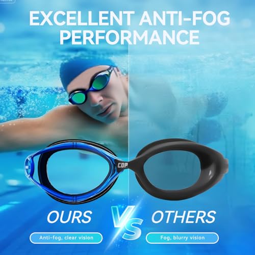 Swim Goggles with Blue Lens & Frame - Anti-Fog UV400 Protection