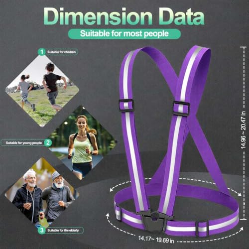 High Visibility Reflective Running Vest - 2 Packs Blue & Purple