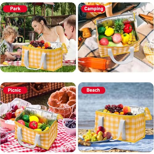 Insulated Foldable Cooler Bag - Yellow Picnic Basket