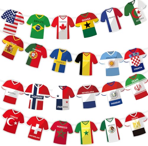 2026 World Cup Soccer Jersey Flags Bunting Banner - Multicolor
