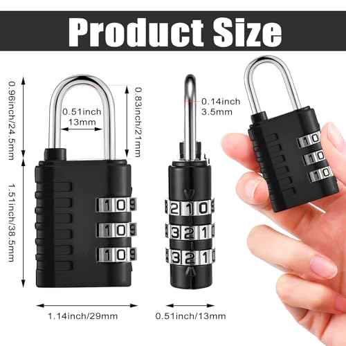 Kenning 30 Pcs 3 Digit Combination Padlocks Black Silver Gym Locker Lock Resettable Combination Lock with Key Waterproof Employee Small Padlock for Travel Luggage Backpacks Case Cabinets