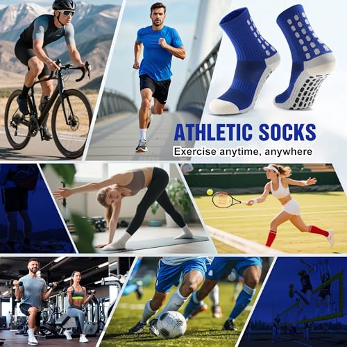 Men's Soccer Socks with Grip Pads - 4 Pairs, Black - One Size