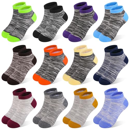 Boys Ankle Socks 12-Pack - Toddler Athletic Low Cut 4-6 Years
