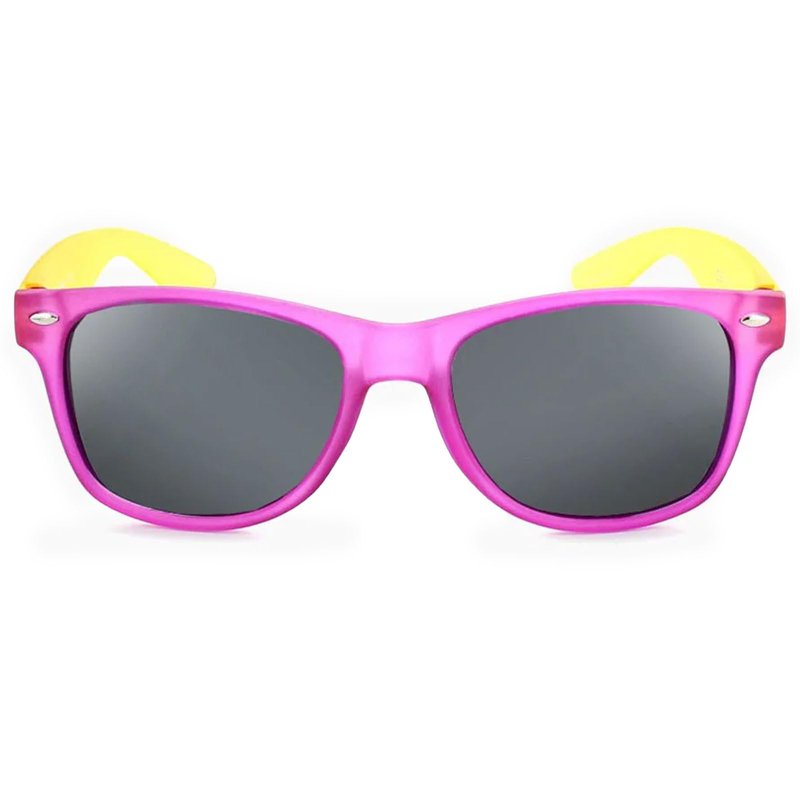 Optic Nerve - 2022 Premium & Affordable Polarized Wayfarer Sunglasses for Girls, Boogie Edition with Matte Purple/Yellow Frame/Smoke Lens