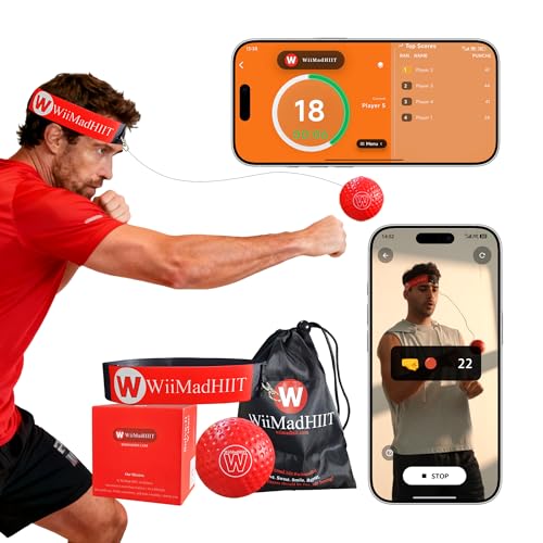 Boxing Reflex Ball with Punch Counter App - Red