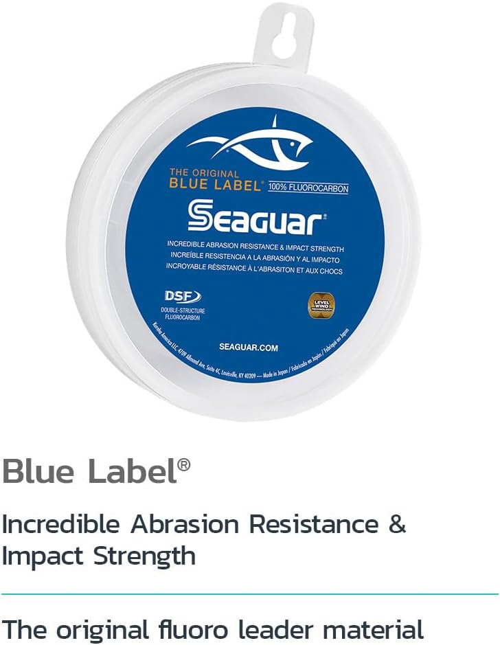 Seaguar Blue Label Fishing Leader Line - 100% Fluorocarbon for Saltwater | Clear, Multiple Sizes Available