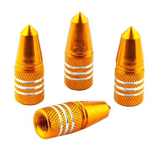 Anodized Aluminum Presta Valve Caps for Bikes - 4 Pack - Rocket Gold