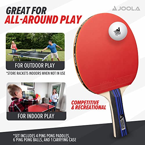 Advanced Ping Pong Paddle Set for 4 Players - Includes 4 Paddles, 6 Balls & Case